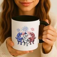 Red White Blue T Rex Dinosaur Firework 4th Of July Coffee Mug thumb 3