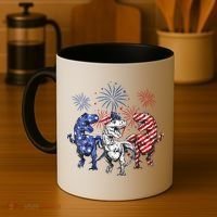 Red White Blue T Rex Dinosaur Firework 4th Of July Coffee Mug thumb 4