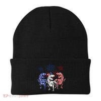 Red White Blue T Rex Dinosaur Firework 4th Of July Beanie thumb 0