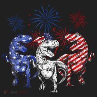 Red White Blue T Rex Dinosaur Firework 4th Of July Beanie thumb 2