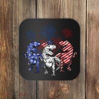 Red White Blue T Rex Dinosaur Firework 4th Of July Coaster thumb 0