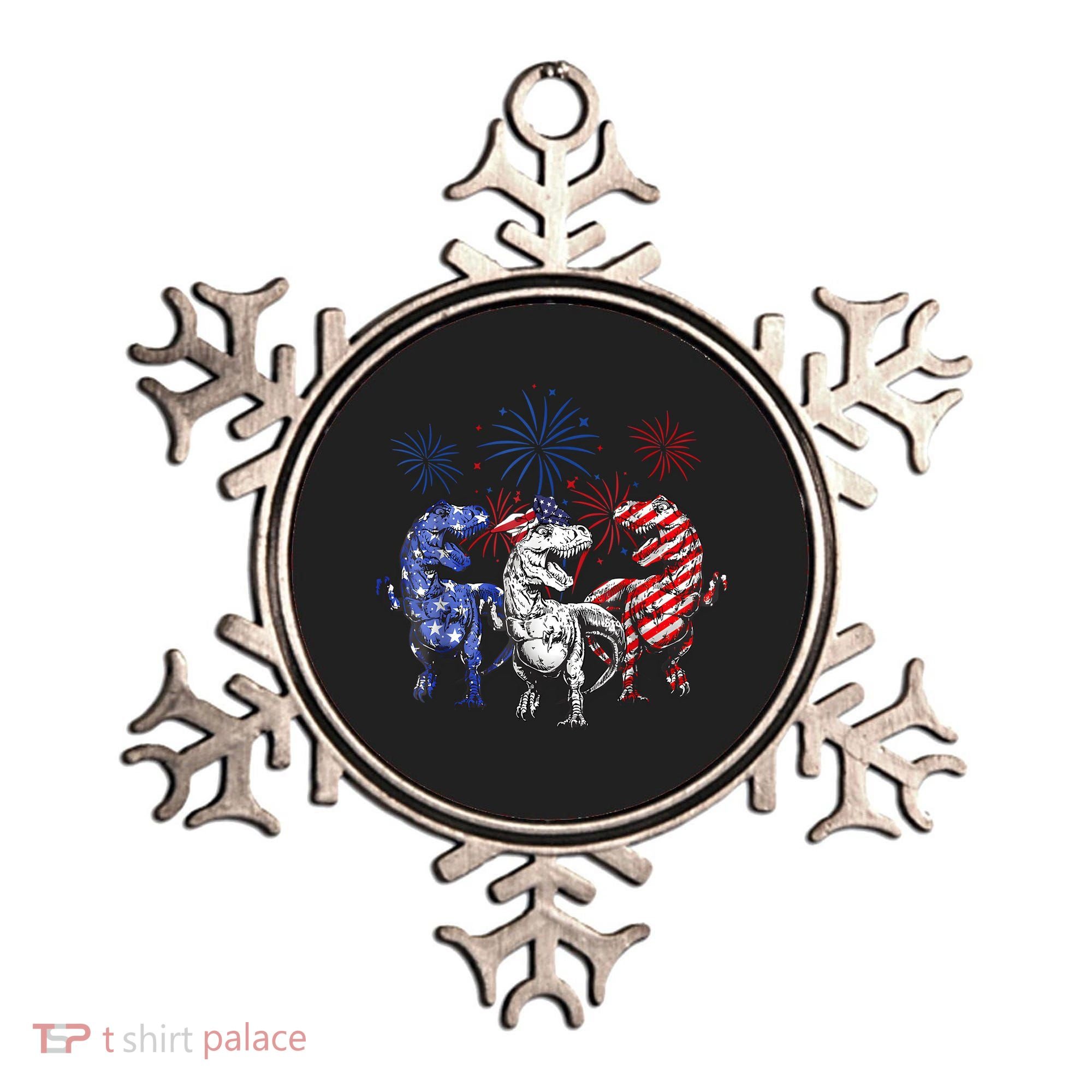Red White Blue T Rex Dinosaur Firework 4th Of July Ornament