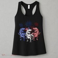 Red White Blue T Rex Dinosaur Firework 4th Of July Women's Tank Top thumb 3