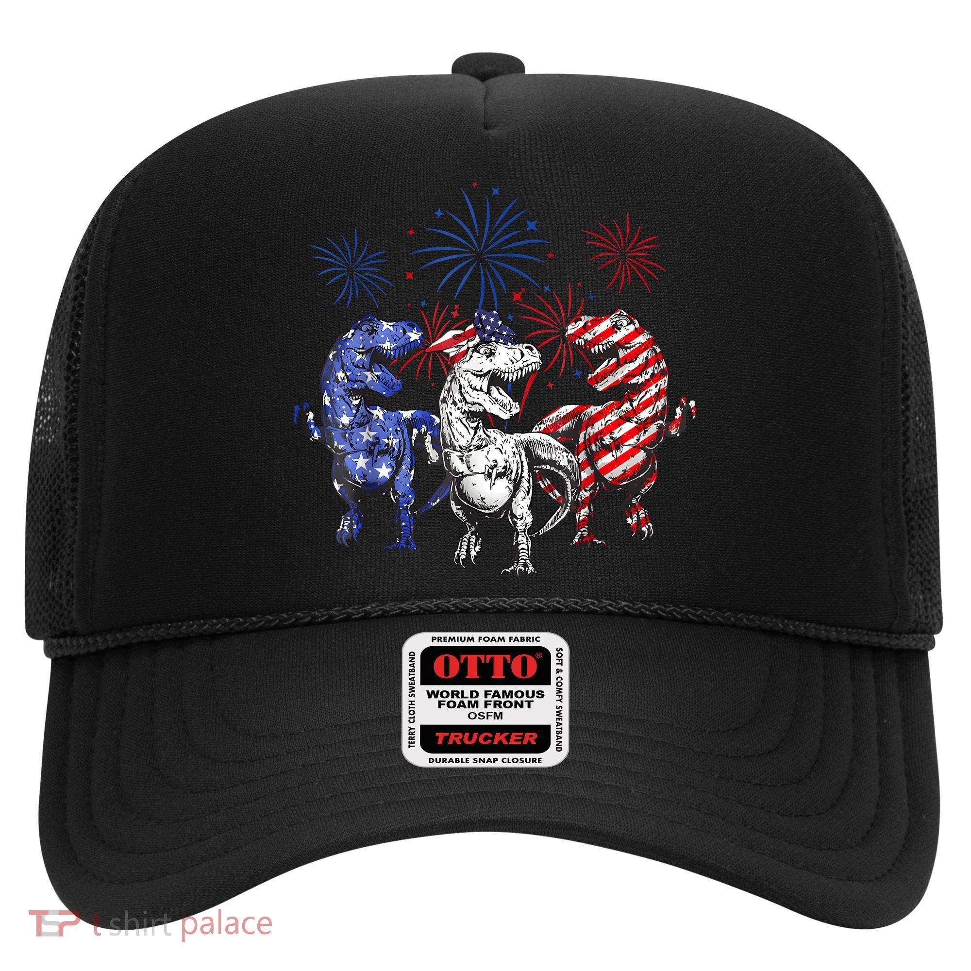 Red White Blue T Rex Dinosaur Firework 4th Of July Hat