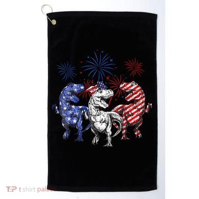 Red White Blue T Rex Dinosaur Firework 4th Of July Golf Towel