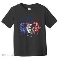 Red White Blue T Rex Dinosaur Firework 4th Of July Toddler T-Shirt thumb 0