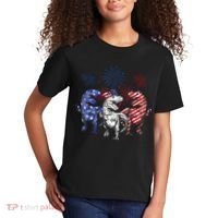Red White Blue T Rex Dinosaur Firework 4th Of July Kids T-Shirt thumb 2