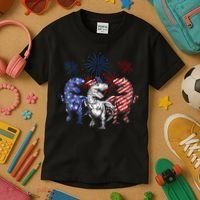 Red White Blue T Rex Dinosaur Firework 4th Of July Kids T-Shirt thumb 3