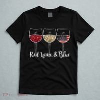 Red Wine & Blue 4th of July wine Red White Blue Wine Glasses T-Shirt thumb 5