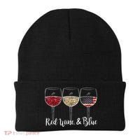Red Wine & Blue 4th of July wine Red White Blue Wine Glasses Beanie thumb 0