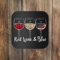 Red Wine & Blue 4th of July wine Red White Blue Wine Glasses Coaster thumb 0