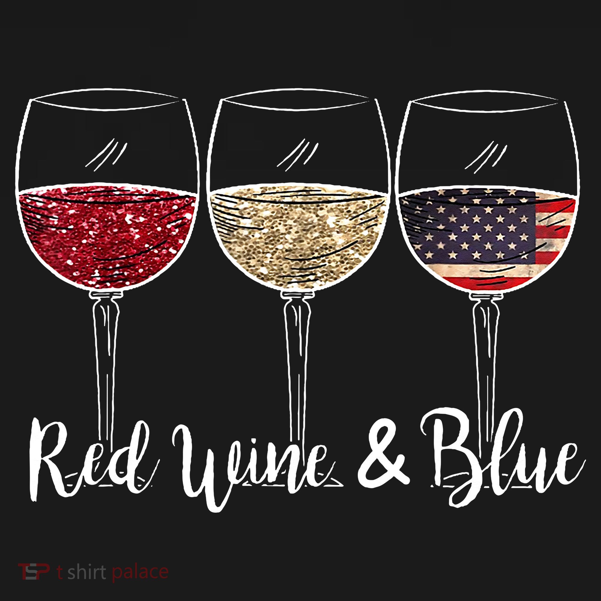 Red Wine & Blue 4th of July wine Red White Blue Wine Glasses Polo