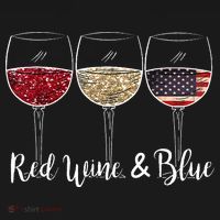 Red Wine & Blue 4th of July wine Red White Blue Wine Glasses Women's Hoodie thumb 2