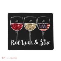 Red Wine & Blue 4th of July wine Red White Blue Wine Glasses Mousepad thumb 0