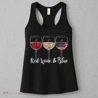 Red Wine & Blue 4th of July wine Red White Blue Wine Glasses Women's Tank Top thumb 3