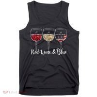 Red Wine & Blue 4th of July wine Red White Blue Wine Glasses Tank Top thumb 0