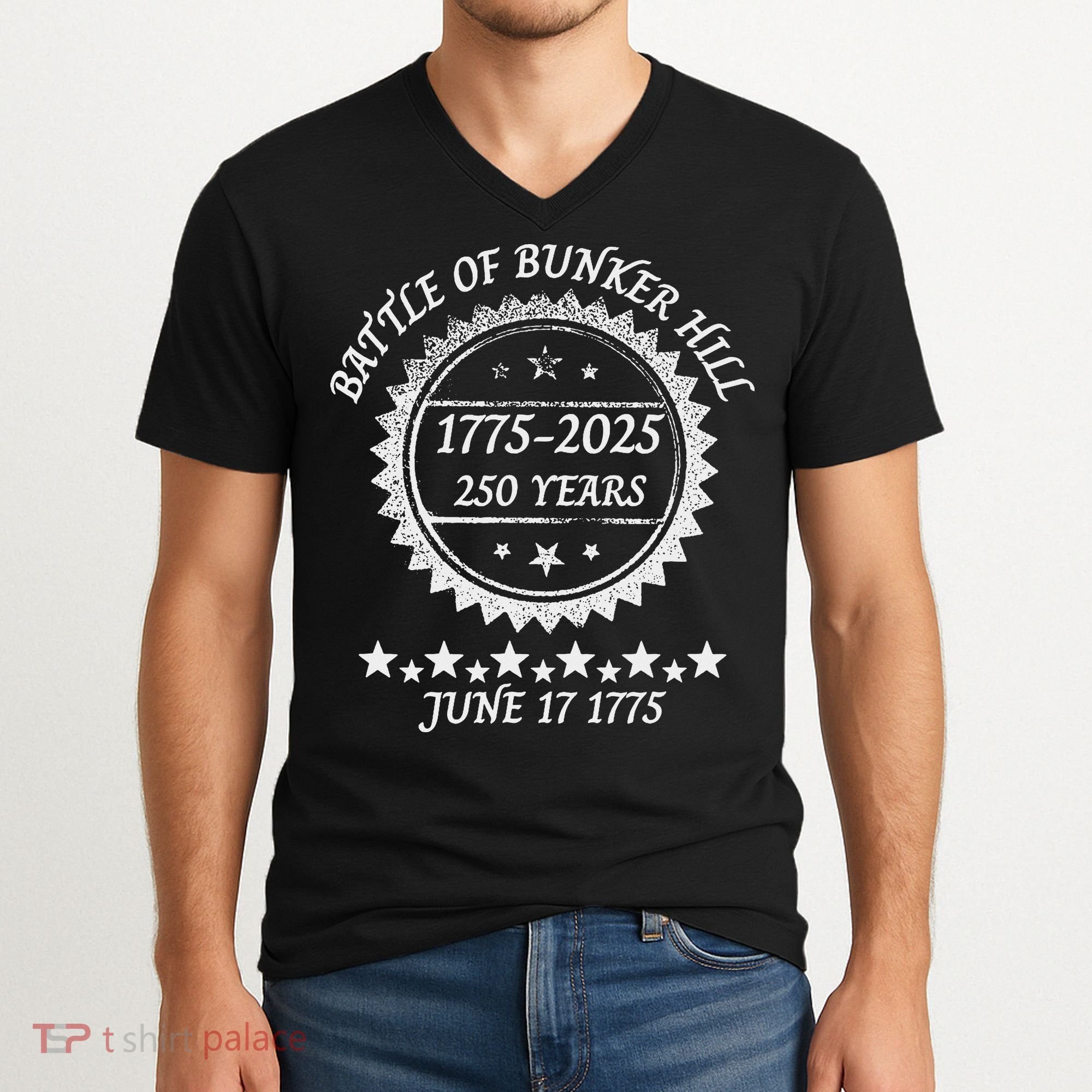 Revolutionary War Battle Of Bunker Hill 250 Year Anniversary V-Neck T-Shirt