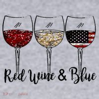 Red Wine & Blue 4th of July Red White Blue Wine Glasses Women's Sweatshirt thumb 2