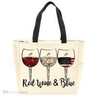 Red Wine & Blue 4th of July Red White Blue Wine Glasses Tote Bag thumb 0