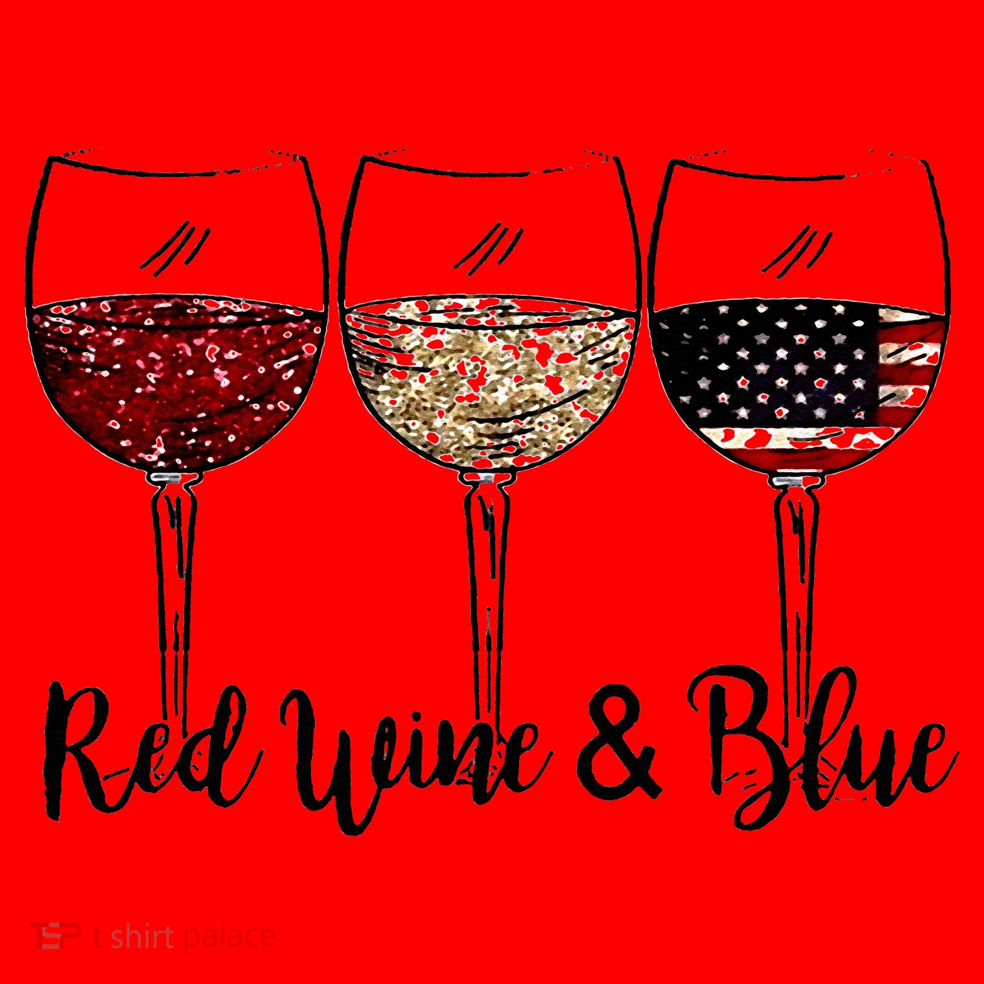 Red Wine & Blue 4th of July Red White Blue Wine Glasses Santa Hat