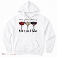 Red Wine & Blue 4th of July Red White Blue Wine Glasses Hoodie thumb 0