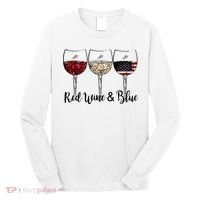 Red Wine & Blue 4th of July Red White Blue Wine Glasses Long Sleeve Shirt thumb 0