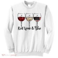 Red Wine & Blue 4th of July Red White Blue Wine Glasses Sweatshirt thumb 0