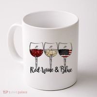 Red Wine & Blue 4th of July Red White Blue Wine Glasses Coffee Mug thumb 0