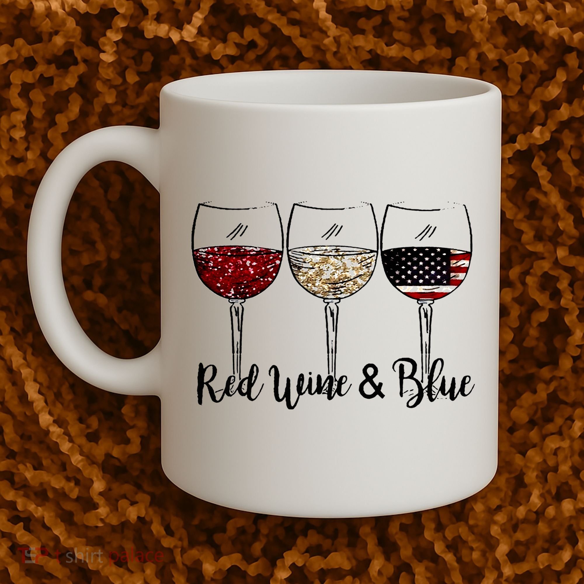 Red Wine & Blue 4th of July Red White Blue Wine Glasses Coffee Mug