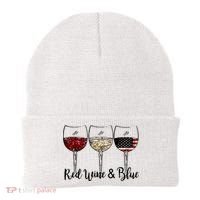 Red Wine & Blue 4th of July Red White Blue Wine Glasses Beanie thumb 0
