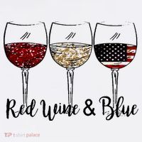 Red Wine & Blue 4th of July Red White Blue Wine Glasses Women's Hoodie thumb 2