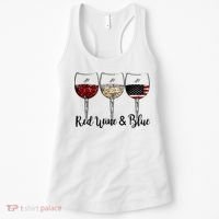 Red Wine & Blue 4th of July Red White Blue Wine Glasses Women's Tank Top thumb 0