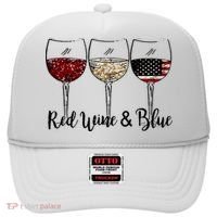 Red Wine & Blue 4th of July Red White Blue Wine Glasses Hat thumb 0