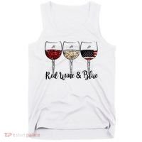 Red Wine & Blue 4th of July Red White Blue Wine Glasses Tank Top thumb 0