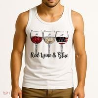 Red Wine & Blue 4th of July Red White Blue Wine Glasses Tank Top thumb 3