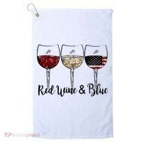 Red Wine & Blue 4th of July Red White Blue Wine Glasses Golf Towel thumb 0