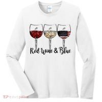 Red Wine & Blue 4th of July Red White Blue Wine Glasses Women's Long Sleeve Shirt thumb 0