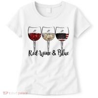 Red Wine & Blue 4th of July Red White Blue Wine Glasses Women's T-Shirt thumb 0