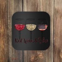Red Wine & Blue 4th Of July Wine Red White Blue Wine Glasses Coaster thumb 0