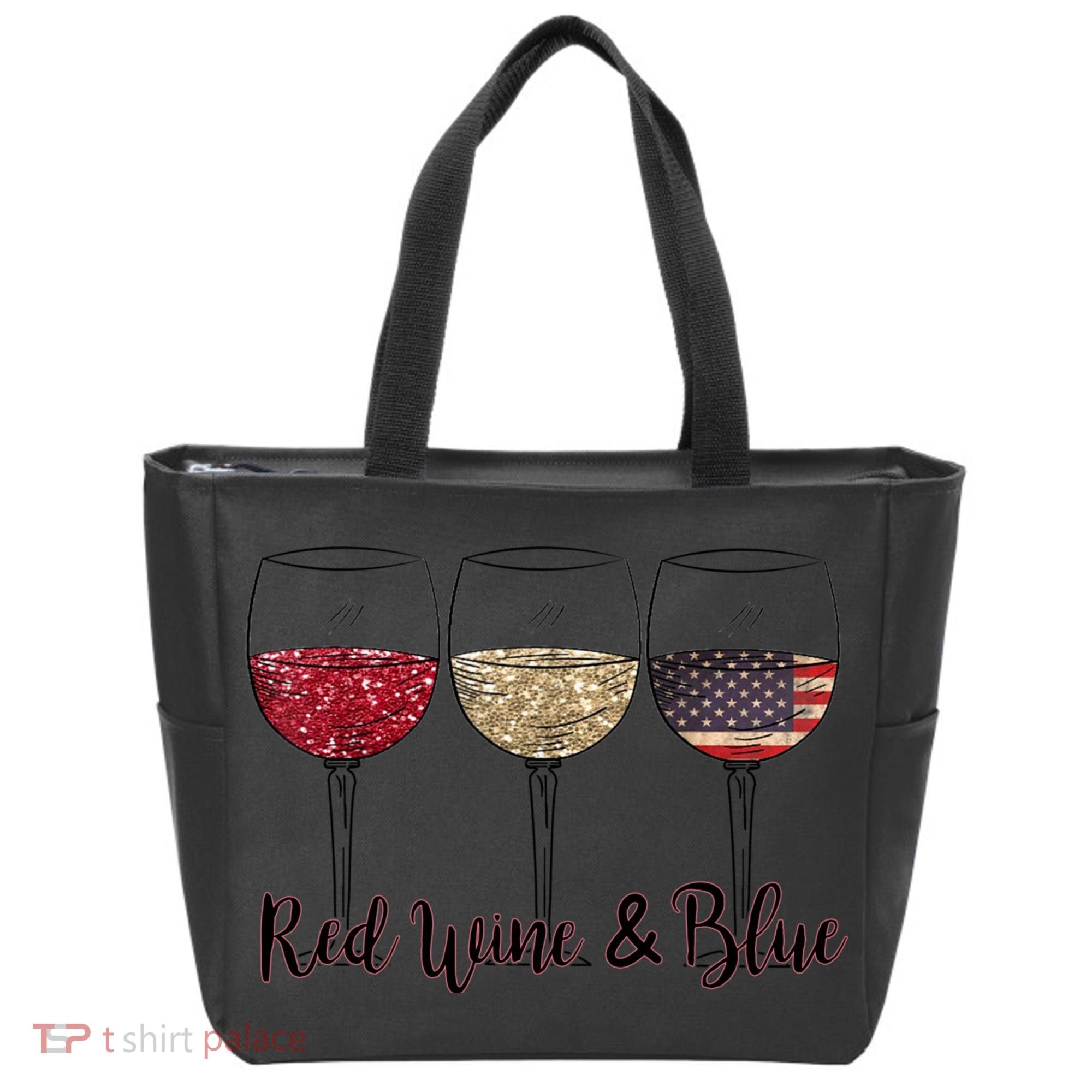 Red Wine & Blue 4th Of July Wine Red White Blue Wine Glasses Tote Bag