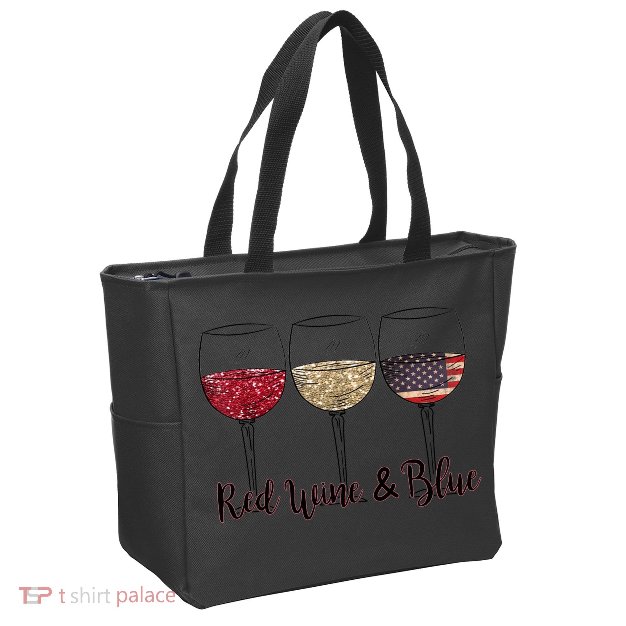 Red Wine & Blue 4th Of July Wine Red White Blue Wine Glasses Tote Bag