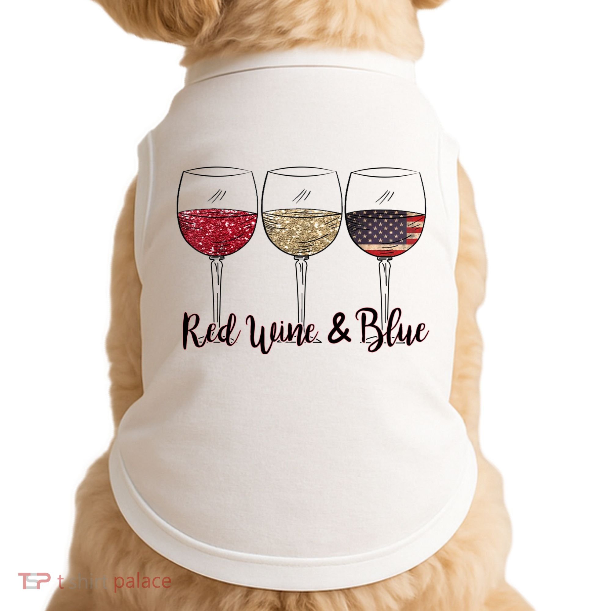Red Wine & Blue 4th Of July Wine Red White Blue Wine Glasses Doggie Tank