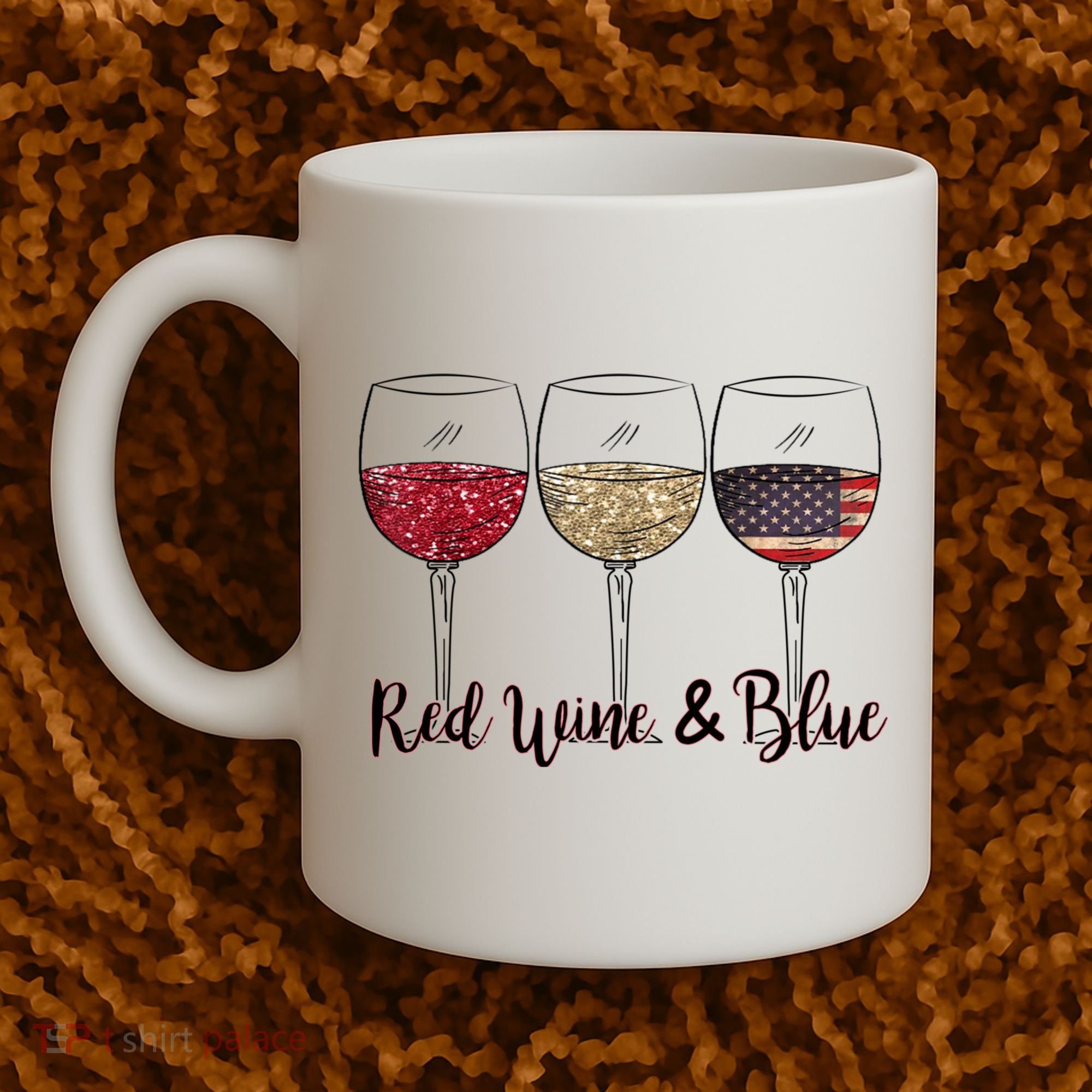 Red Wine & Blue 4th Of July Wine Red White Blue Wine Glasses Coffee Mug