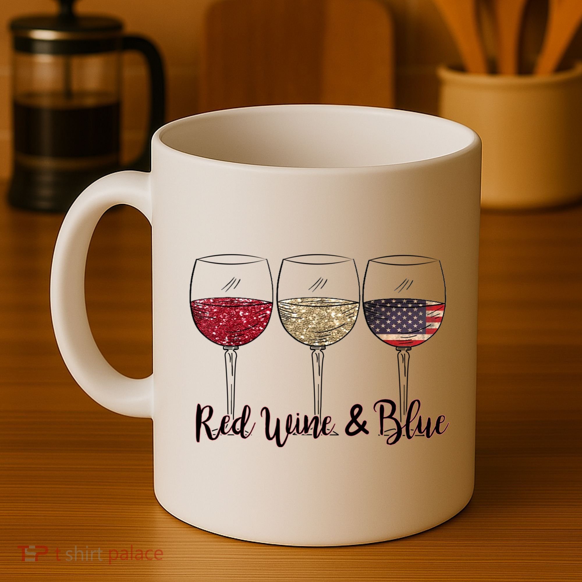 Red Wine & Blue 4th Of July Wine Red White Blue Wine Glasses Coffee Mug