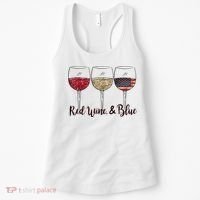 Red Wine & Blue 4th Of July Wine Red White Blue Wine Glasses Women's Tank Top thumb 0
