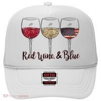 Red Wine & Blue 4th Of July Wine Red White Blue Wine Glasses Hat thumb 0