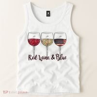 Red Wine & Blue 4th Of July Wine Red White Blue Wine Glasses Tank Top thumb 2