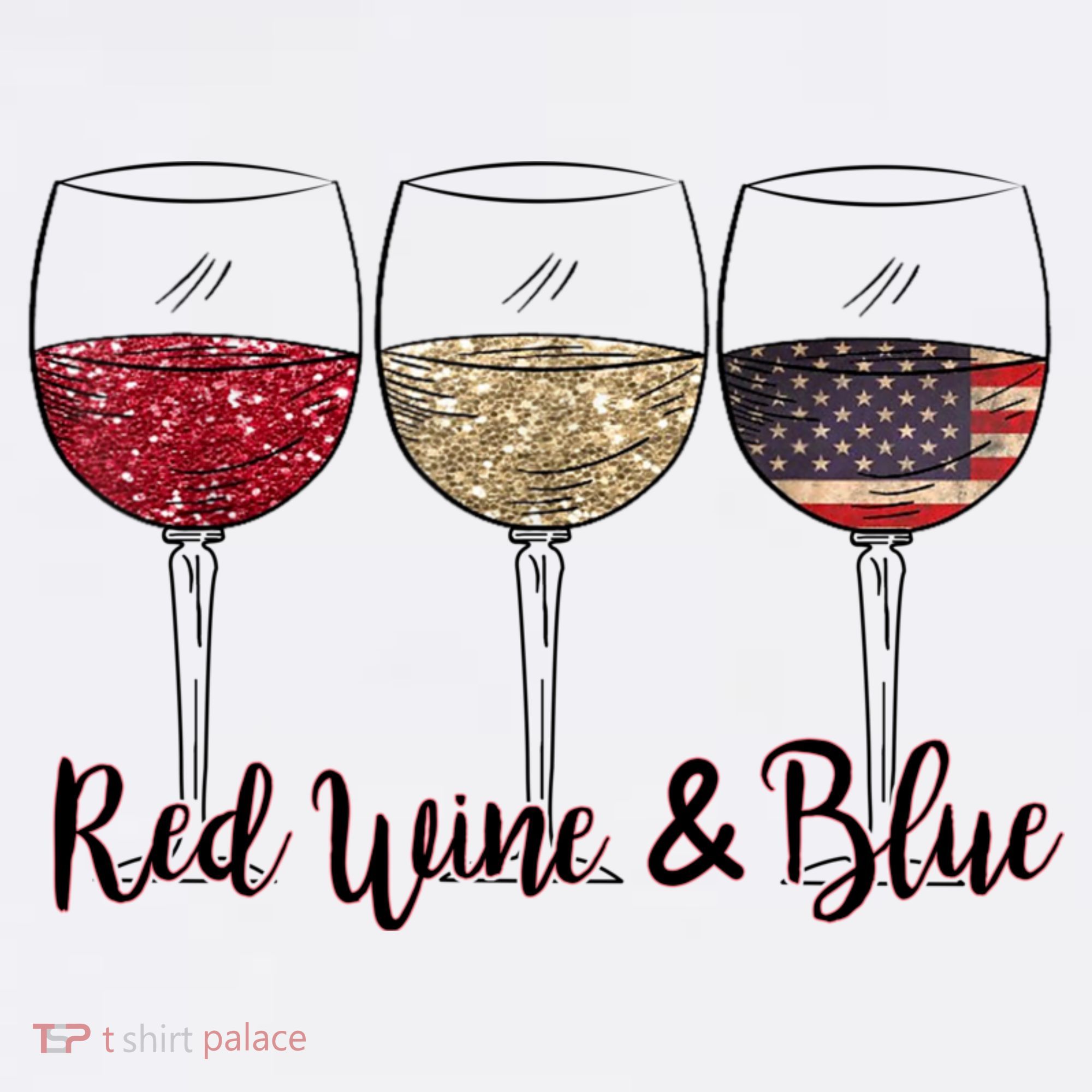 Red Wine & Blue 4th Of July Wine Red White Blue Wine Glasses Tank Top