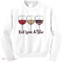 Red Wine & Blue 4th Of July Wine Red White Blue Wine Glasses Kids Sweatshirt thumb 0