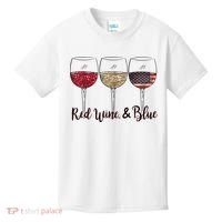 Red Wine & Blue 4th Of July Wine Red White Blue Wine Glasses Kids T-Shirt thumb 0
